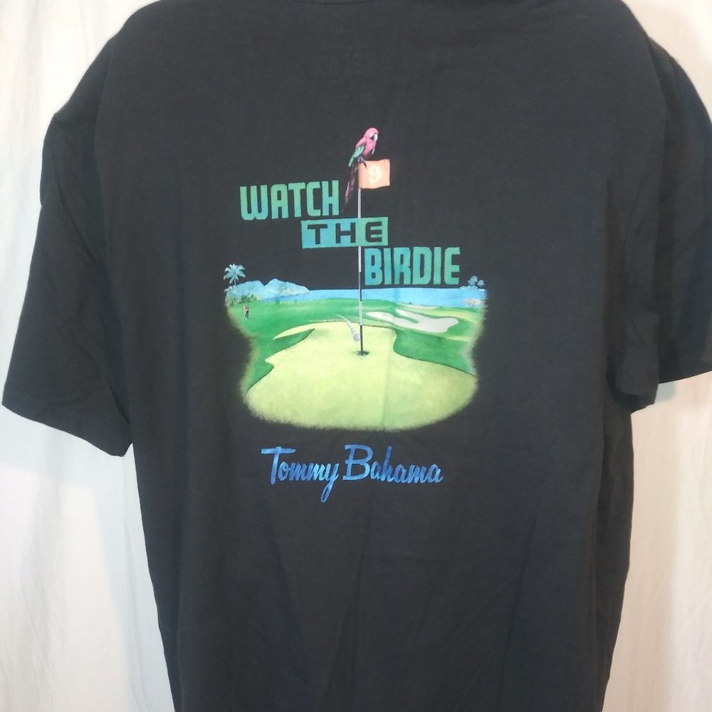 Tommy Bahama Tee T Shirt Sz XXL Watch the Birdie Golf Cotton Black